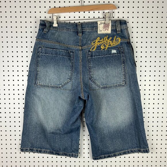 Southpole Baggy Jean Shorts Size 36 Graffiti Grunge Jorts Wide Leg Skate Y2K - Picture 1 of 6